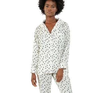 Plush Revolve Cream Floral Satin 3-Piece Pajama Set Pant & Eye Mask NWT XS